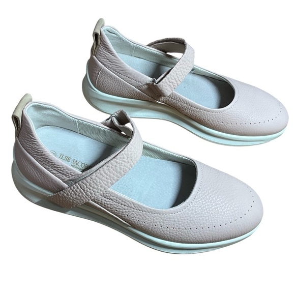 ILSE JACOBSEN for ECCO Genuine Pebbled Leather Blush Pink Mary Janes US Sz 9 - Picture 5 of 9